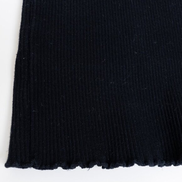 Current/Elliott The Ruffle Rib Top Black Ribbed Mock Neck Size 1 - Picture 8 of 11